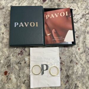 NEW PAVOI Gold Plated Dual Band 2 in Box Size 7